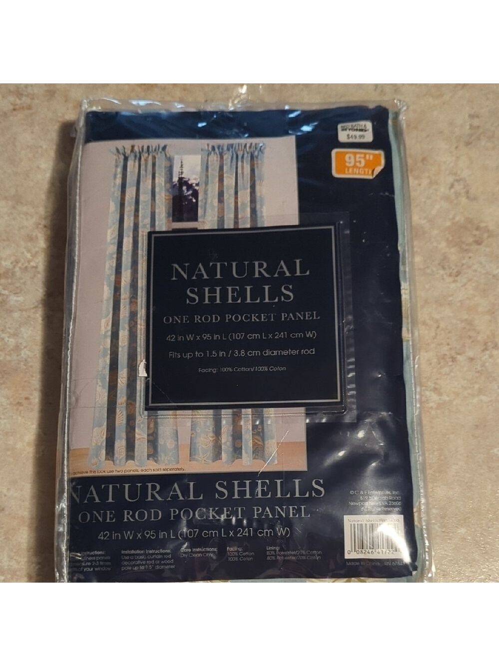 Shells Rod Pocket Panel Curtain 95 Inch Beach House Summer